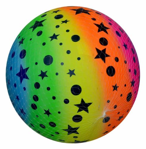 Rubber ball for children model Stars 22cm inflatable rainbow