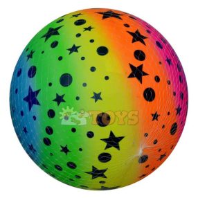 Rubber ball for children model Stars 14cm inflatable rainbow