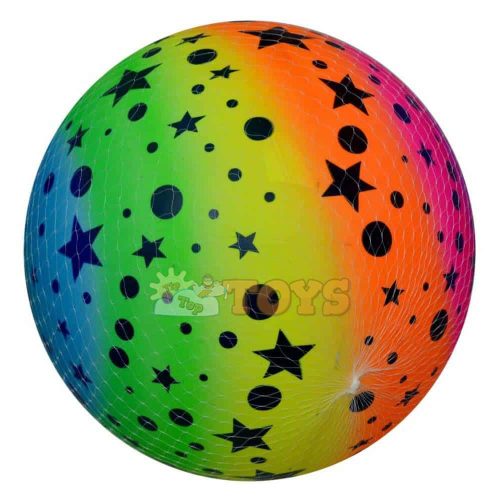 Rubber ball for children model Stars 14cm inflatable rainbow