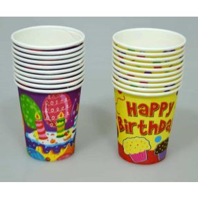 Happy Birthday colored paper cups 200 ml multicolored 10 pcs