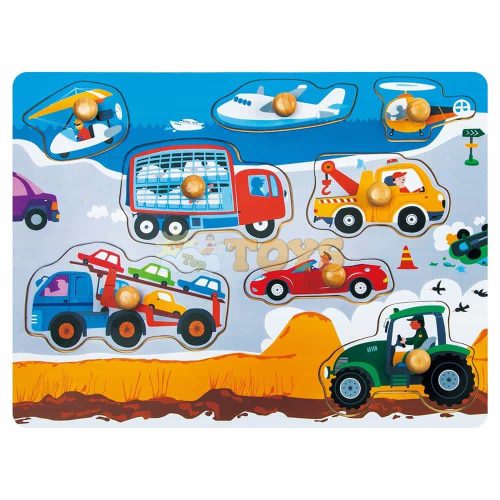 Robotime Recessed wooden puzzle Cars HP001 8 pieces Peg puzzle color