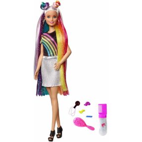   Mattel FXN96 Mattel FXN96 Barbie Doll with Shiny Rainbow Hair and Paint Set