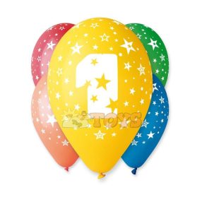   Set of balloons inscribed with the number 1 for birthdays 5pcs 30cm