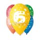 Set of balloons inscribed with the number 6 for birthdays 5pcs 30cm