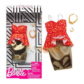 Barbie Fashion Denim Doll Clothes Set GHW81 Red Polka Dots