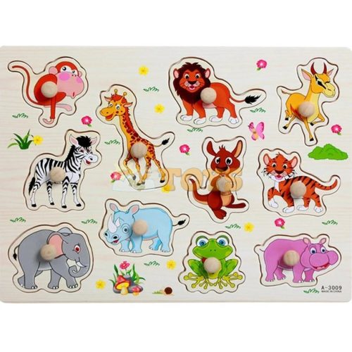 Recessed wooden puzzle Wild animals A-3009 - 11 pieces