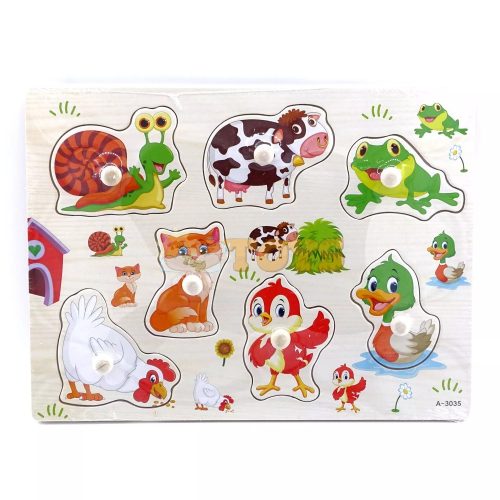 Recessed wooden puzzle Animal farm A-3035 - 7 pieces