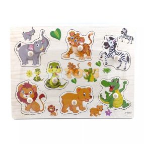 Recessed wooden puzzle Wild animals A-3032 - 7 pieces