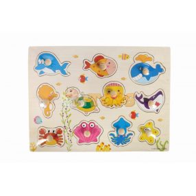Recessed wooden puzzle Marine animals A-3012 - 11 pieces