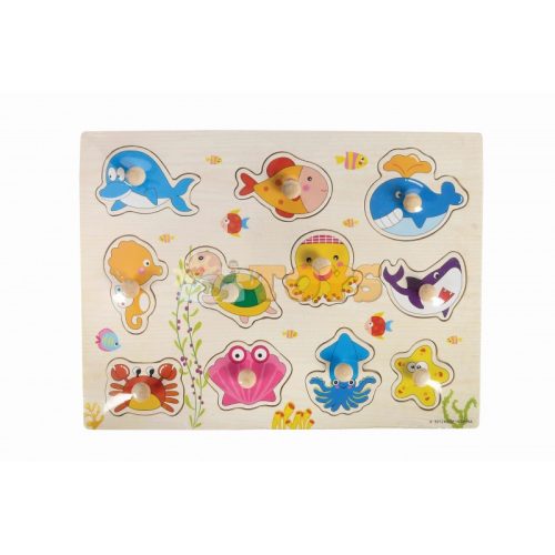 Recessed wooden puzzle Marine animals A-3012 - 11 pieces