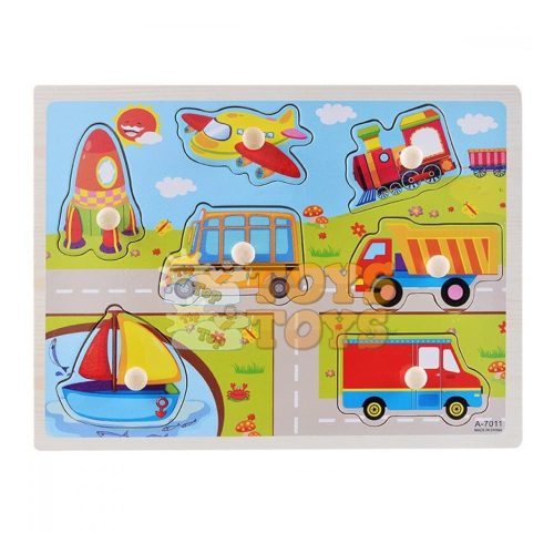 Recessed wooden puzzle Vehicles A-7011 - 7 pieces