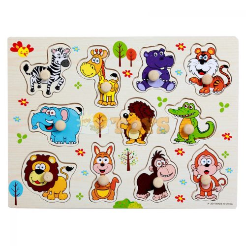 Recessed wooden puzzle Wild animals A-3014 - 11 pieces