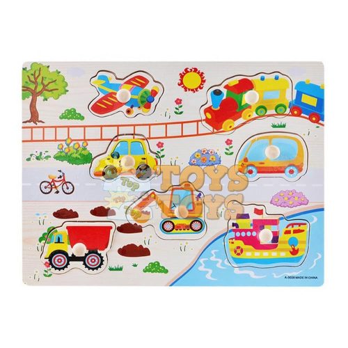 Recessed wooden puzzle Vehicles A-3028 - 7 pieces