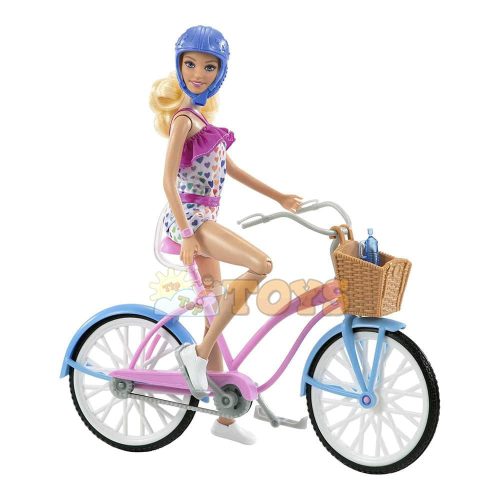 Barbie doll playset with bike and helmet HBY28