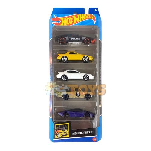 Hot Wheels 5-Model Nightburnerz HFV93 Mattel Car Set