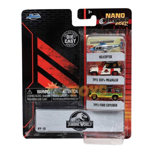 Jada Toys Set of 3 Nano Hollywood Rides Jurassic World NV-10 Cars