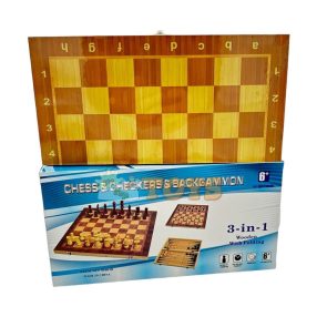   Wooden chess board 3 in 1 large I 34x34 cm Set of chess pieces in box with board