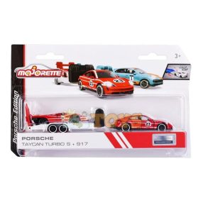 majorette Porsche Taycan Turbo S metal car + 917 trailer