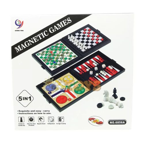 TipTopTOYS 5 in 1 Board Games Magnetic Chess and Backgammon 6856A