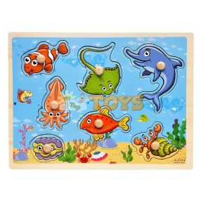 Recessed wooden puzzle Marine animals A-7014 - 7 pieces