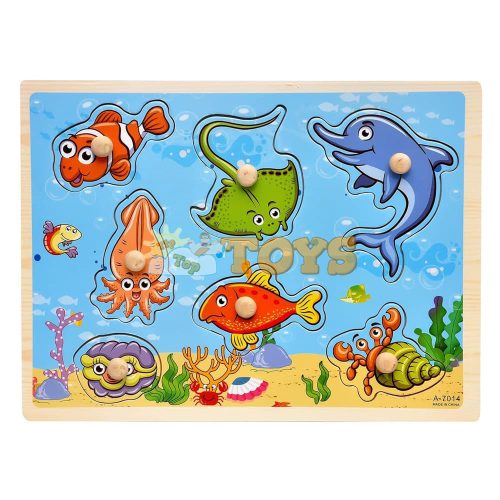 Recessed wooden puzzle Marine animals A-7014 - 7 pieces