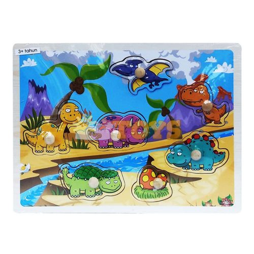 Recessed wooden puzzle Dinosaurs A-7001 - 7 pieces