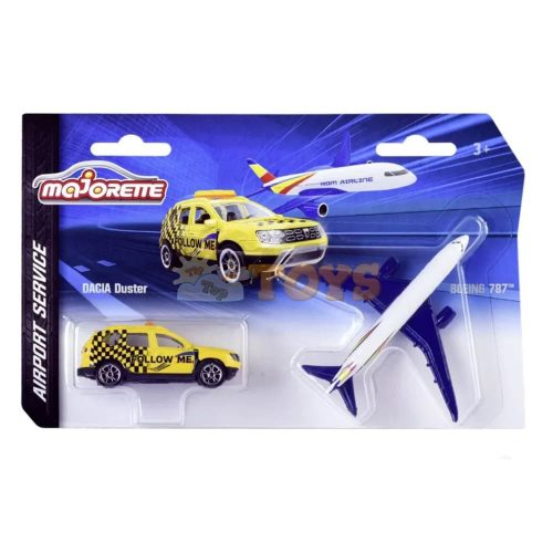 majorette Set of 2 pieces Airport Service Dacia Duster car and Boeing 787 plane