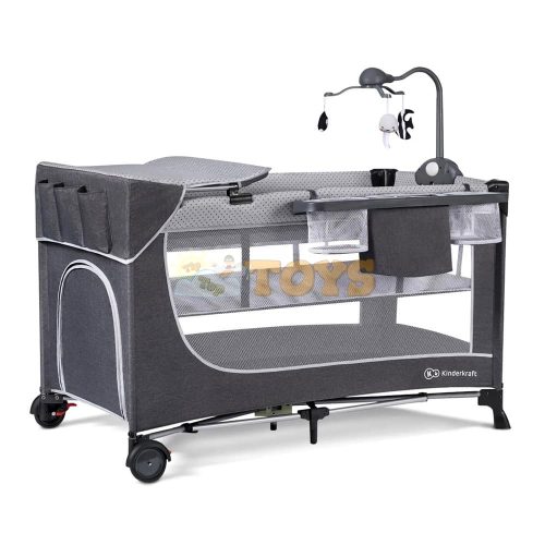 Kinderkraft LEODY travel cot with accessories Gray KCLEOD00GRY00AC