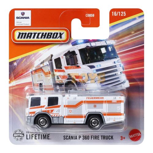 MATCHBOX Die-Cast Truck Scania P 360 Fire Truck JBT09
