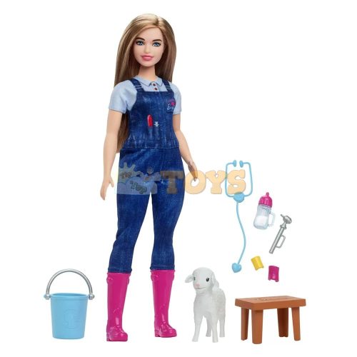 Barbie 65Th Anniversary Careers Farm Vet Doll & 10 Accessories Including Lamb With Moving Ears HRG42