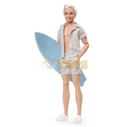 Barbie The Movie Ken Doll Wearing Pastel Striped Beach Matching Set HPJ97