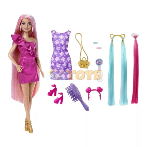 Barbie Fun & Fancy Hair Doll With Extra-Long Colorful Blonde Hair JDC85
