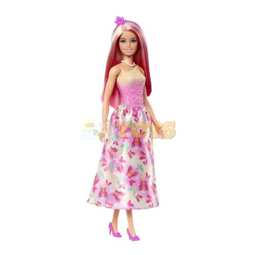 Barbie Royal Doll With Pink And Blonde Hair, Butterfly-Print Skirt And Accessories HRR08