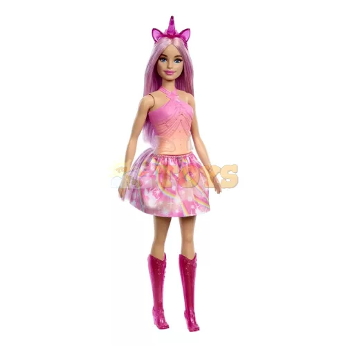 Barbie Unicorn Doll With Pink Hair, Ombre Outfit HRR13 - Mattel