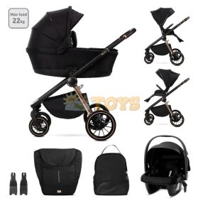   Lorelli 3 in 1 baby stroller, Bianca, equipped with anti-reflux system, up to 22 kg, Black