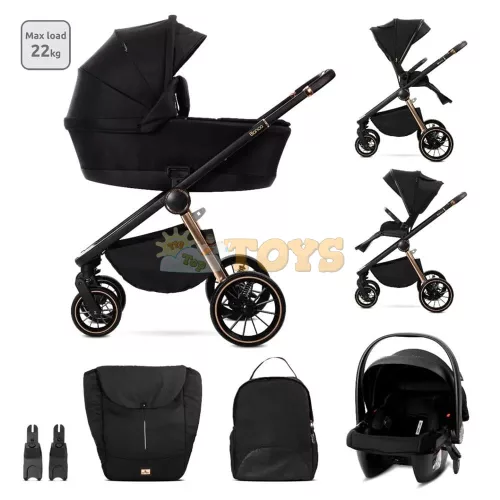 Lorelli 3 in 1 baby stroller, Bianca, equipped with anti-reflux system, up to 22 kg, Black