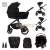Lorelli 3 in 1 baby stroller, Bianca, equipped with anti-reflux system, up to 22 kg, Black