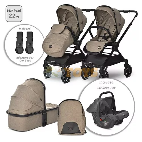 Lorelli 3-in-1 baby stroller, Reya, reversible handle, up to 22 kg, Brown