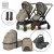 Lorelli 3-in-1 baby stroller, Reya, reversible handle, up to 22 kg, Brown