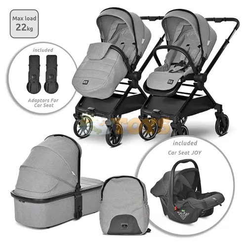 Lorelli 3-in-1 baby stroller, Reya, reversible handle, up to 22 kg, Gray