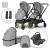 Lorelli 3-in-1 baby stroller, Reya, reversible handle, up to 22 kg, Gray