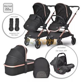   Lorelli 3-in-1 Baby Stroller, Reya, Reversible Handle, Up to 22 kg, Jasper Black