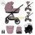 Lorelli Bianca 3-in-1 Baby Stroller, individual bassinet / carrycot, included Aria Luxe car seat, aluminum frame, up to 22 kg, Pink