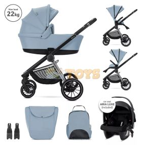   Lorelli Bianca 3-in-1 Baby Stroller, individual bassinet / carrycot, included Aria Luxe car seat, aluminum frame, up to 22 kg, Blue
