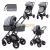 Lorelli Sena 3-in-1 Baby Stroller, convertible carrycot, included car seat, aluminum frame, Grey Squared