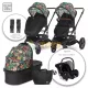 Lorelli Boston 2-in-1 Baby Stroller, separate carrycot, aluminum frame, optional car seat, Tropical Flowers
