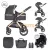 Lorelli Viola 3-in-1 Baby Stroller, included Spirit car seat, transformable, reversible seat, Black