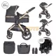 Lorelli Viola 3-in-1 Baby Stroller, included Spirit car seat, transformable, reversible seat, Black