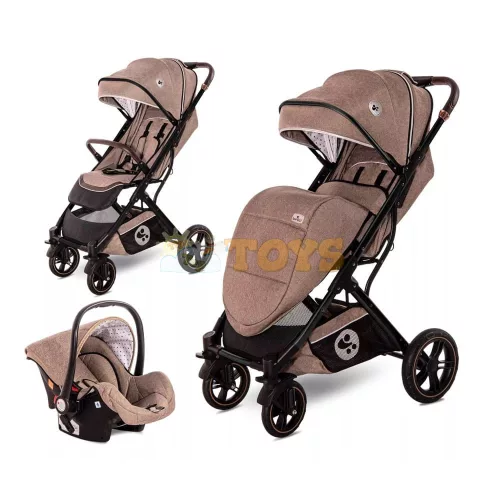 Lorelli Storm 3-in-1 Baby Stroller, included car seat, aluminum frame, Pearl Beige