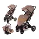 Lorelli Storm 3-in-1 Baby Stroller, included car seat, aluminum frame, Pearl Beige